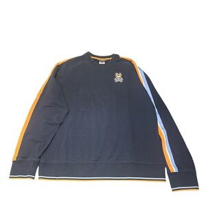 Psycho Bunny Navy Long Sleeve with Orange and Light Blue Stripes Long Sleeve